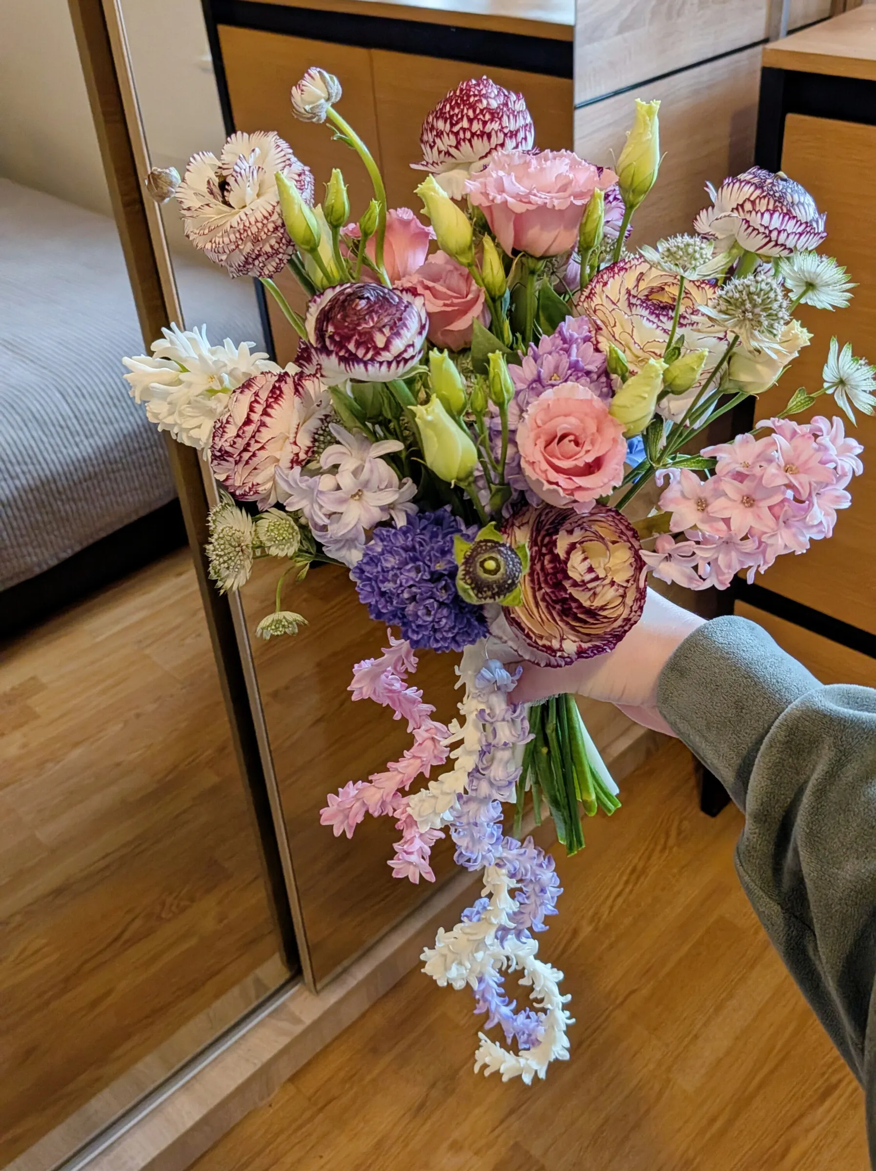 Wedding Bouquet with Hyacinth Tails floral arrangement