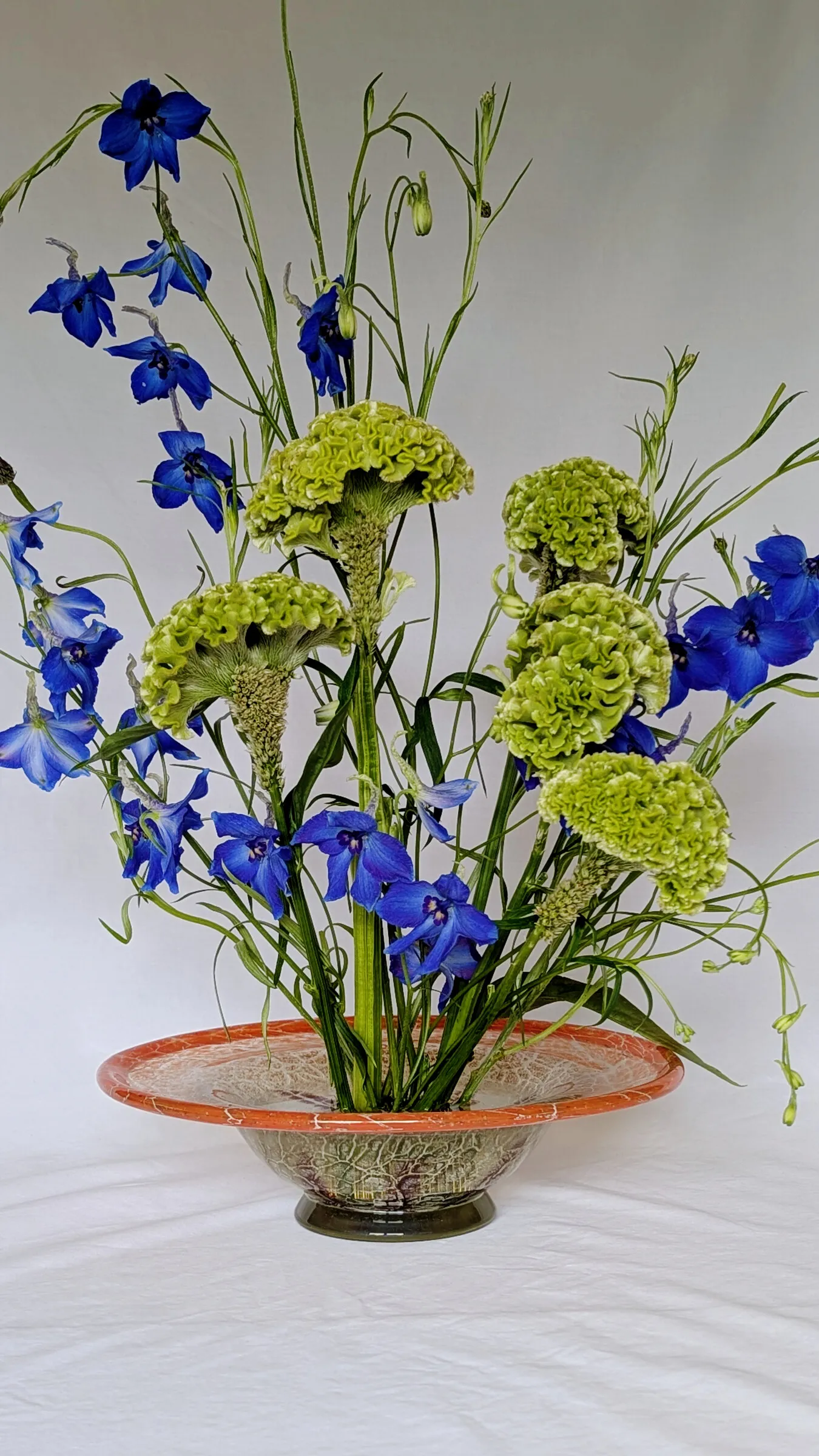 Delphinium & Celosia floral arrangement